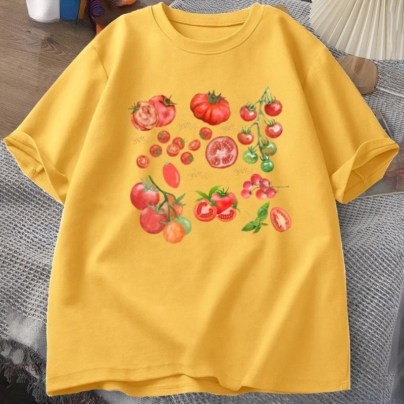 Fruit Tomato TShirt Cottagecore Clothing Vegan T Shirt Aesthetic Clothes Unisex Women Graphic T Shirts Summer Harajuku Cotton Tee