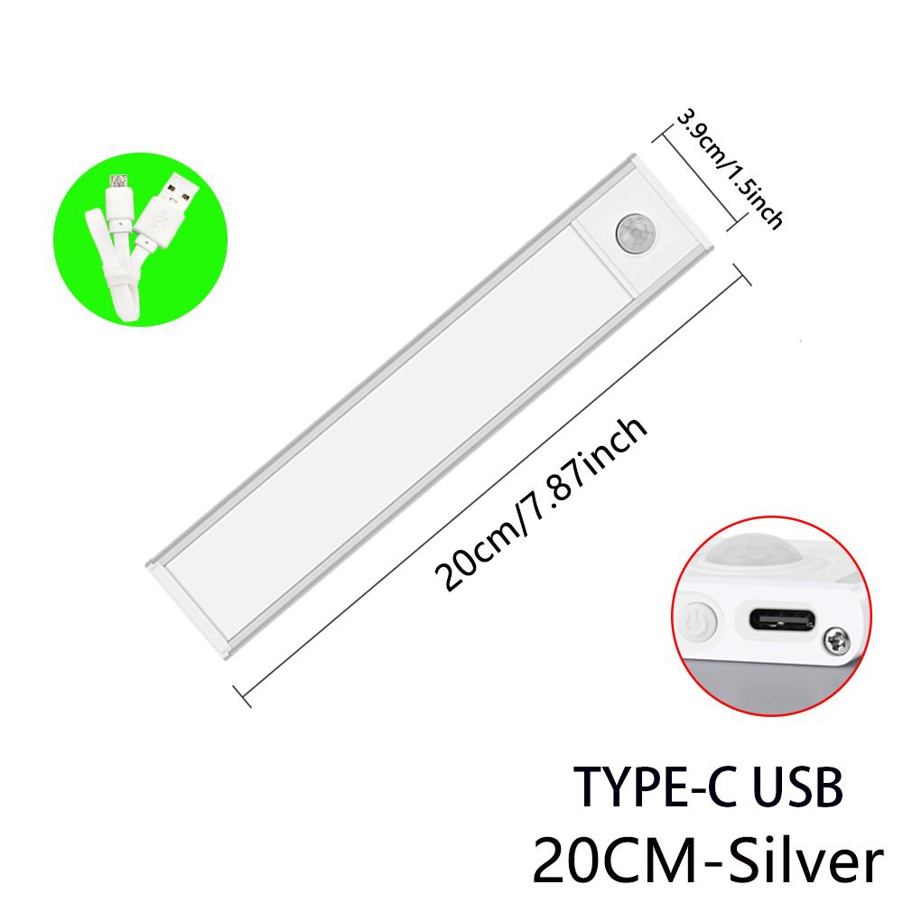 Night Light TYPE-C USB Lights Motion Sensor LED Three colors in one Lamp For Kitchen Cabinet Bedroom Wardrobe Indoor Lighting