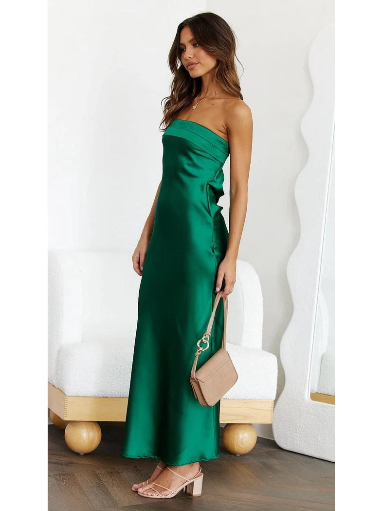 

25 Spring/Summer Elegant Satin Cutout Backless Strapless Dress L