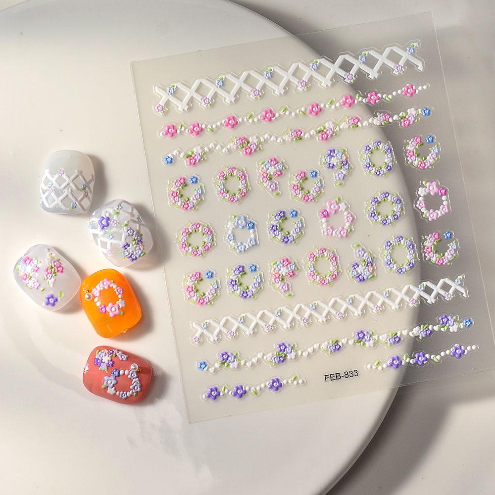 2024 Xiaohongshu Rabbit & Wreath Nail Stickers - Cute Cartoon Series in Multiple Styles