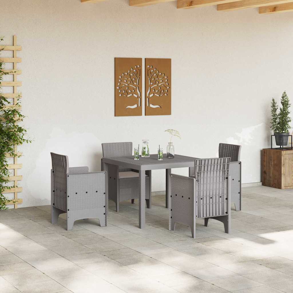Garden Dining Set 5 pcs Light Gray Polypropylene