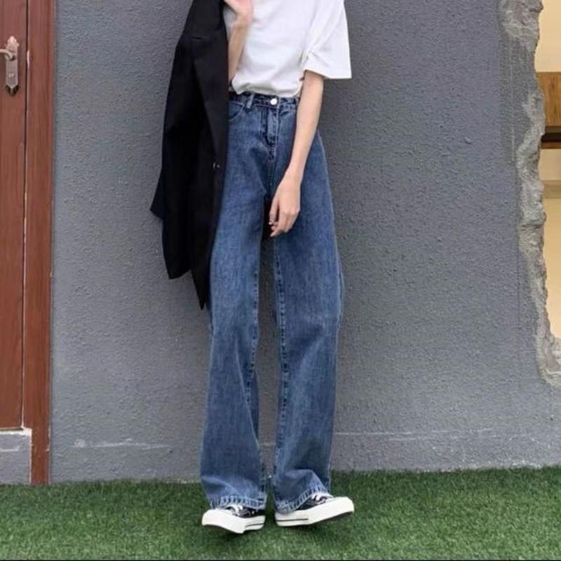 Women's Coffee Wide-Leg High-Waist Jeans - Trendy, Versatile, Slimming, Casual Drape Pants