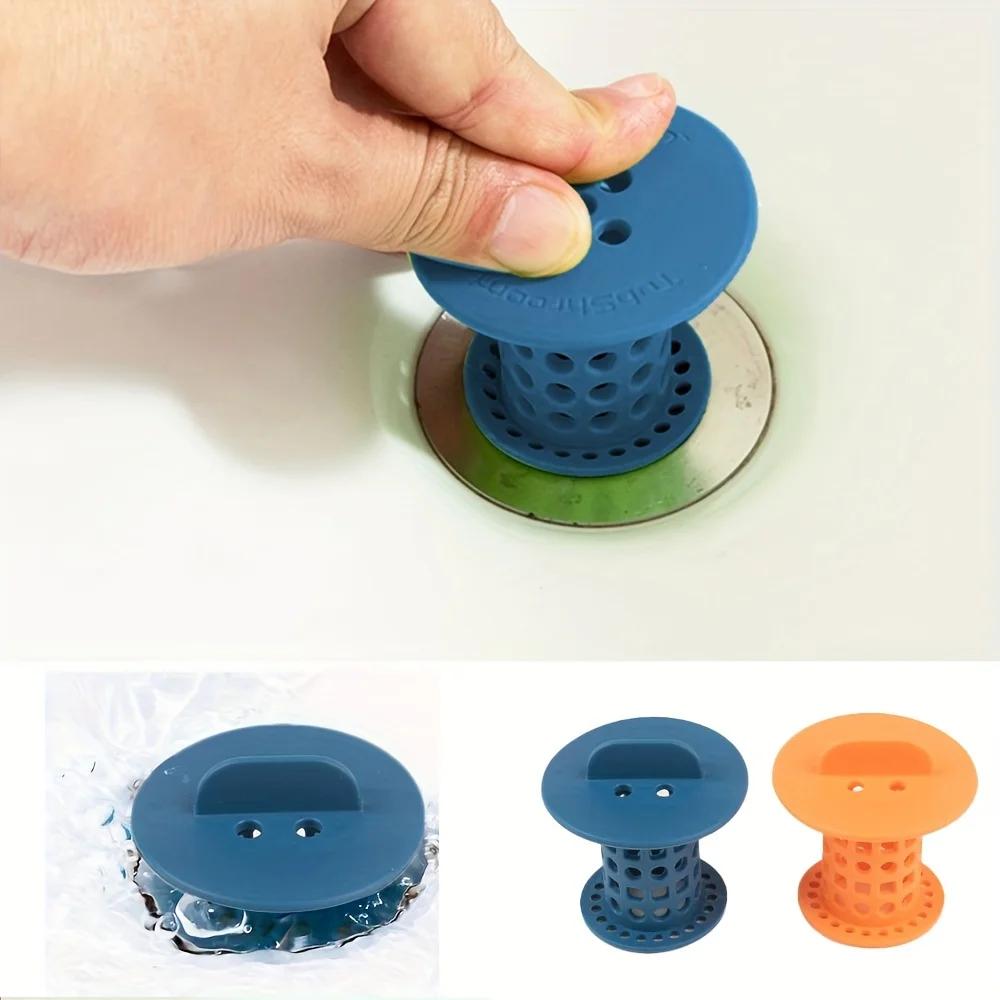1pcs  Shower Drain Hair Catcher Hair Cleaning Collector Bathroom Accessories Flexible Sewer Filter  Sink Drain Protector
