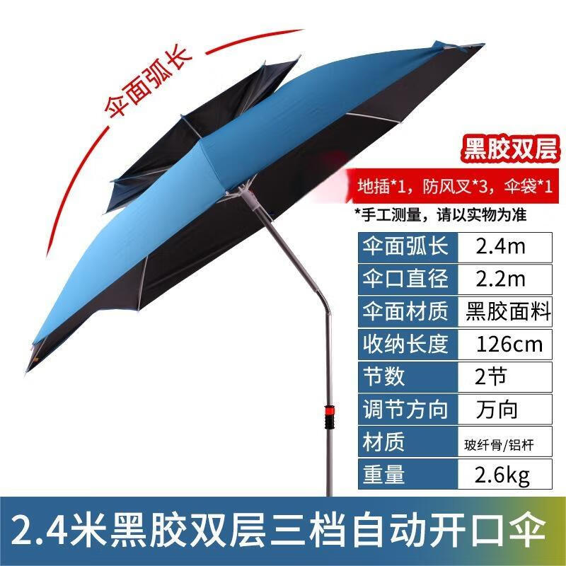 

Рыболовный зонт OEING 2,4 м, двухслойный, с черным клеем 2.4m