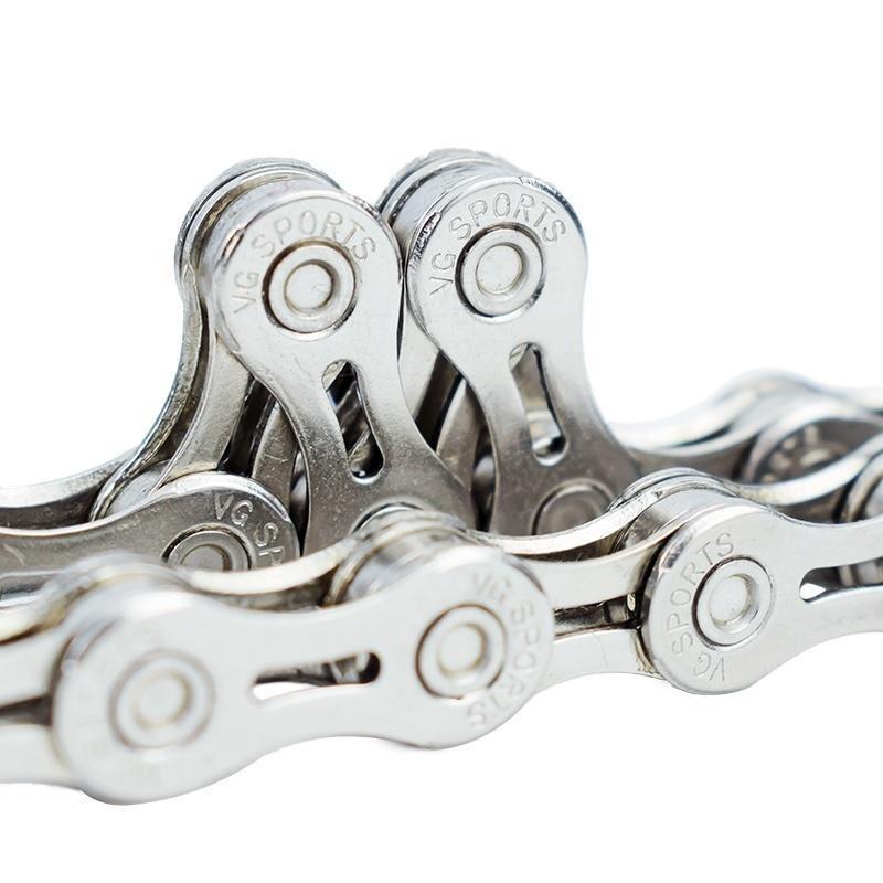 Ultraleichte 9 10 11-Gang-Fahrradkette, halbvoll hohl, 116L, Silber/Gold, Mountain MTB Rennradketten