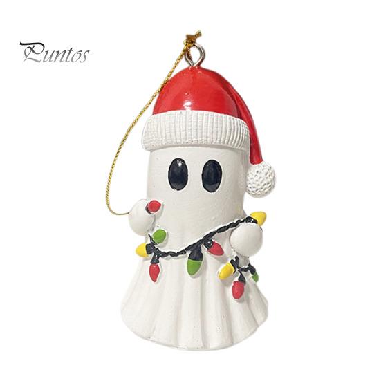 

Рождественский кулон-призрак из смолы, 3D-призрак, подвесное украшение, мини-фигурка в виде шапки Санты, привидение для украшения праздничного стола на рождественскую елку красный/белый