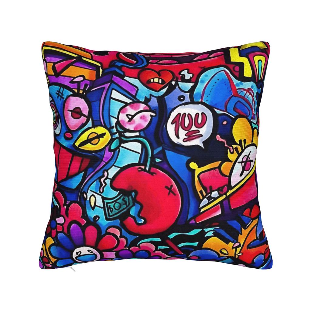 Pillow Cover Cartoon Cute Doodle Fashion Pillow Case For Sofa Couch Bed Living Room Pillowcases