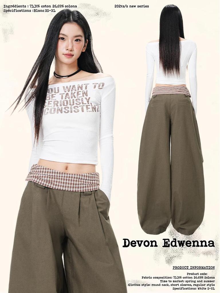 Women's Patchwork High-Waist Slimming Wide-Leg Pants - Spring/Autumn 2026