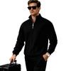 Men's Knitted Pullover Sweater Half Zip Stand Collar Cable Knit Pattern Long Sleeve Casual Winter Warm Sweatshirt