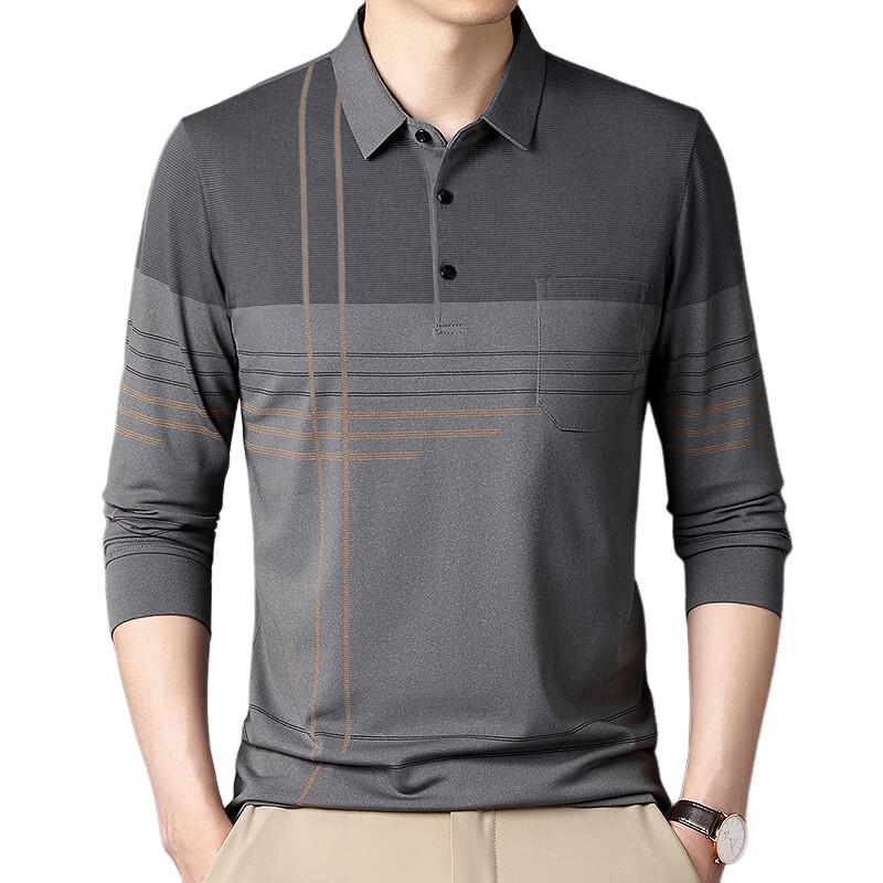 TUCANO Men's Striped Business Casual Long Sleeve Polo