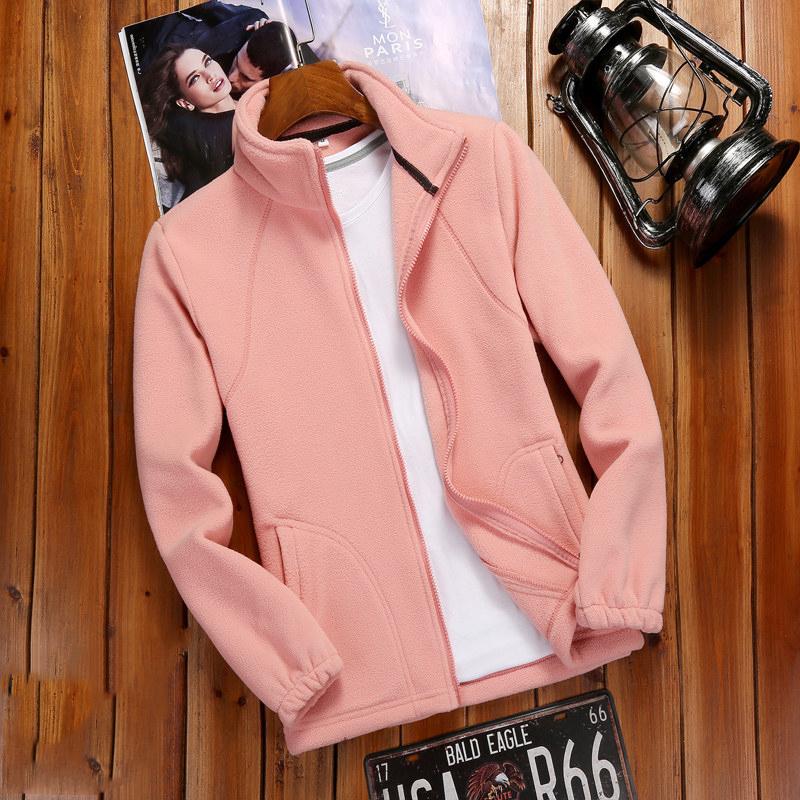 Sudadera con Cremallera de Forro Polar para Mujer Otoño Invierno Tops Manga Larga Estilo Running Color Sólido Cálido Abrigo de Forro Polar Polar