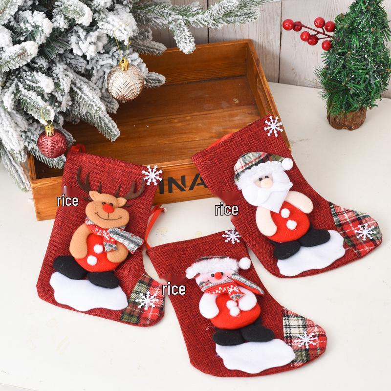 Medium Linen Christmas Stocking & Gift Bag Ornament