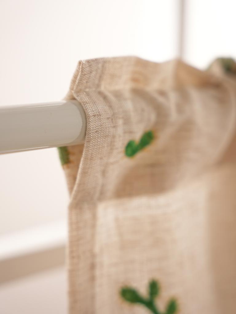 Frische gestickte kurze Gardine für Wohnzimmer Schlafzimmer Fenster Schrank Trennwand Kurze Gardine Kaktus Stickerei