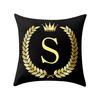 Pillow Cover Black and Gold Letter Pillowcase Sofa Cushion Cover Home Decor