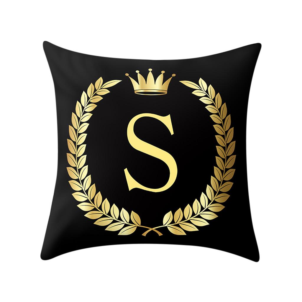 Pillow Cover Black and Gold Letter Pillowcase Sofa Cushion Cover Home Decor