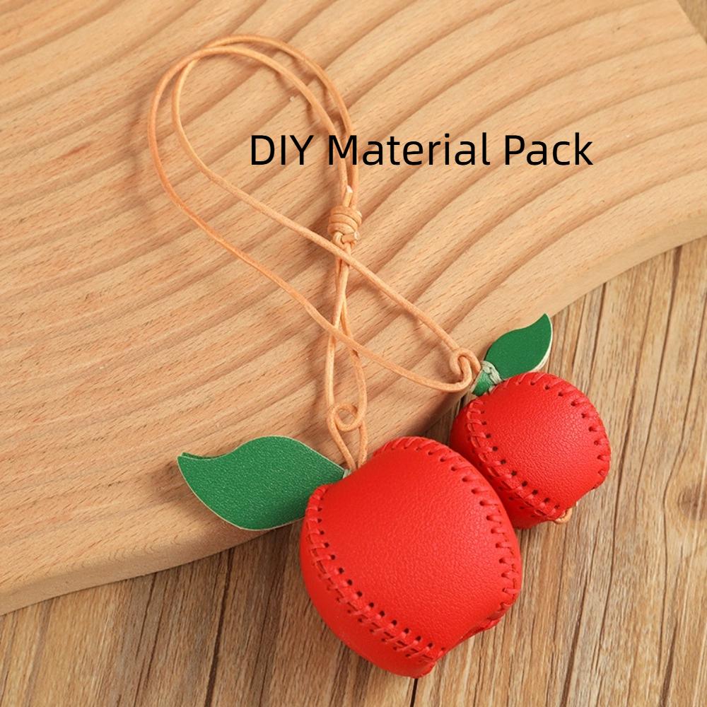 Pear Fruit Bag Pendant Cute Leather Keychain Lovely DIY Material Package Keyring  Women