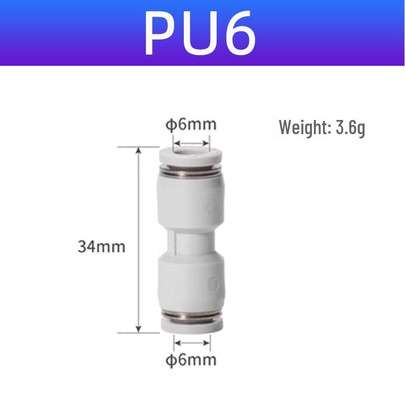 Yadake Pneumatic PU Air Hose Quick Connectors: Straight Equal Diameter Plug for PU4/6/8/10