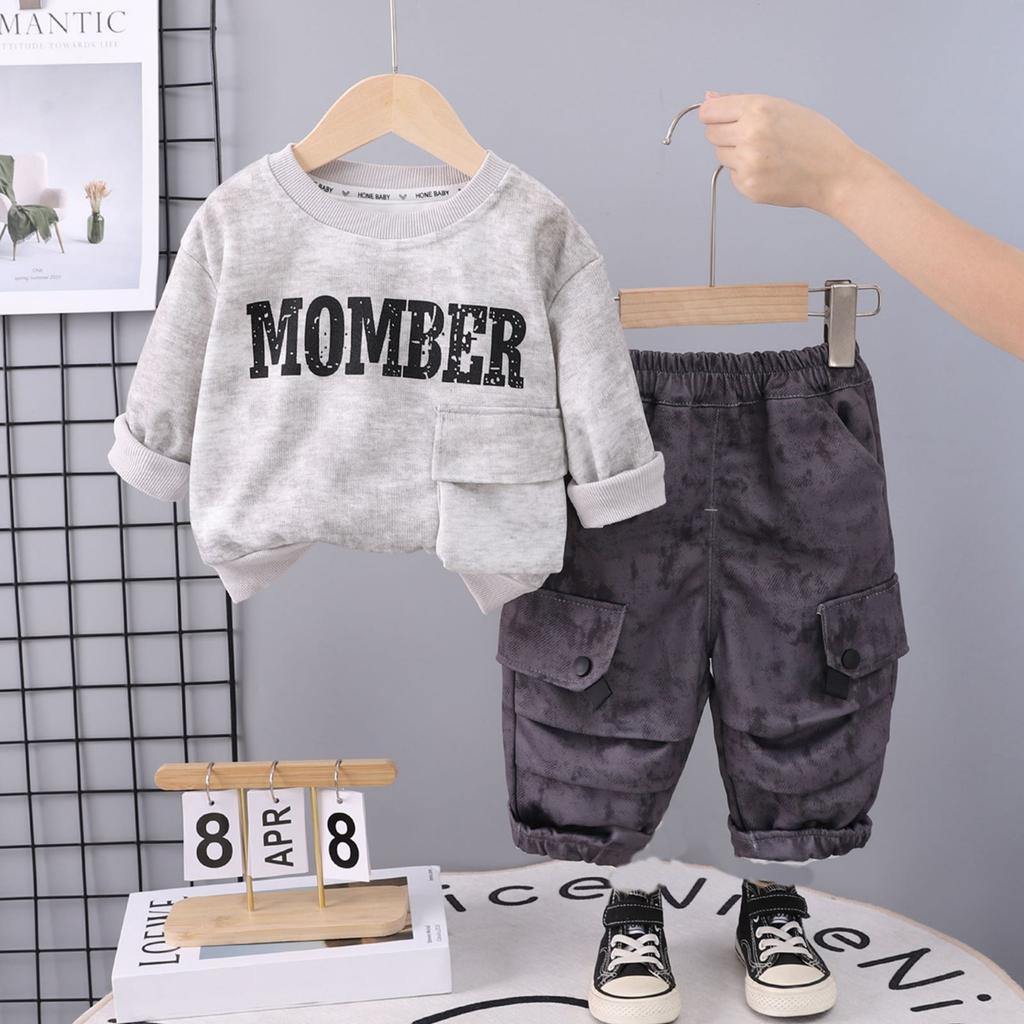 Kids Casual Long-Sleeve Set, Comfortable Daily Wear Outfits