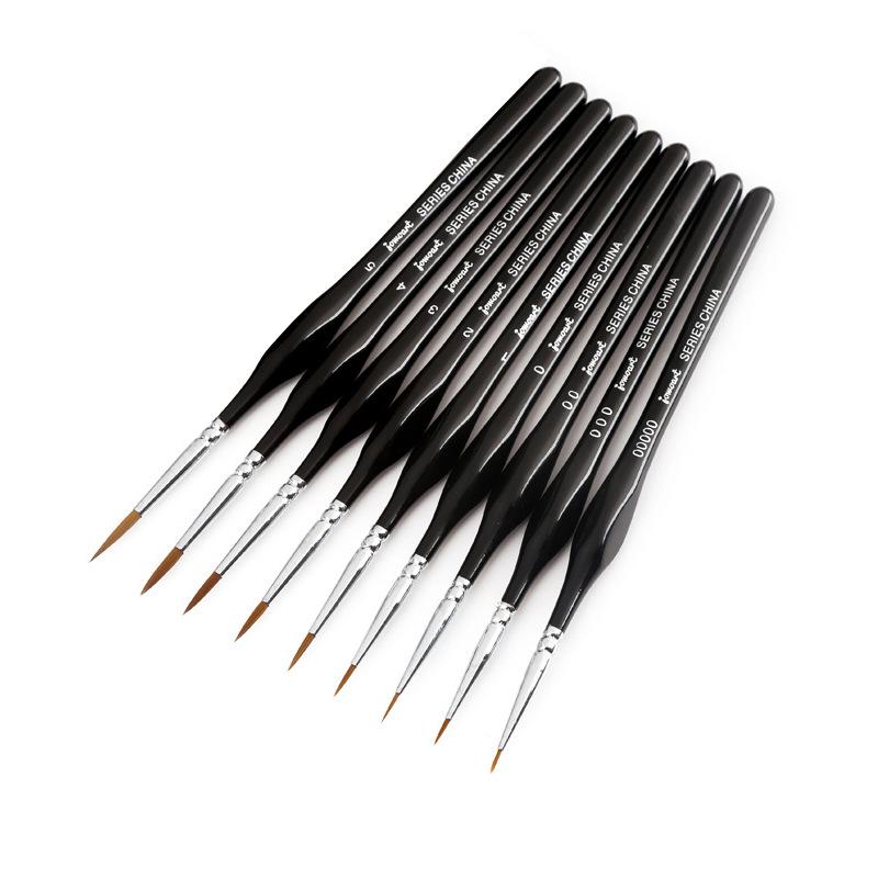 Wolf Hair Fine Line Brush - Black Triangular Birch Handle for Nail Art and Watercolor Detailing