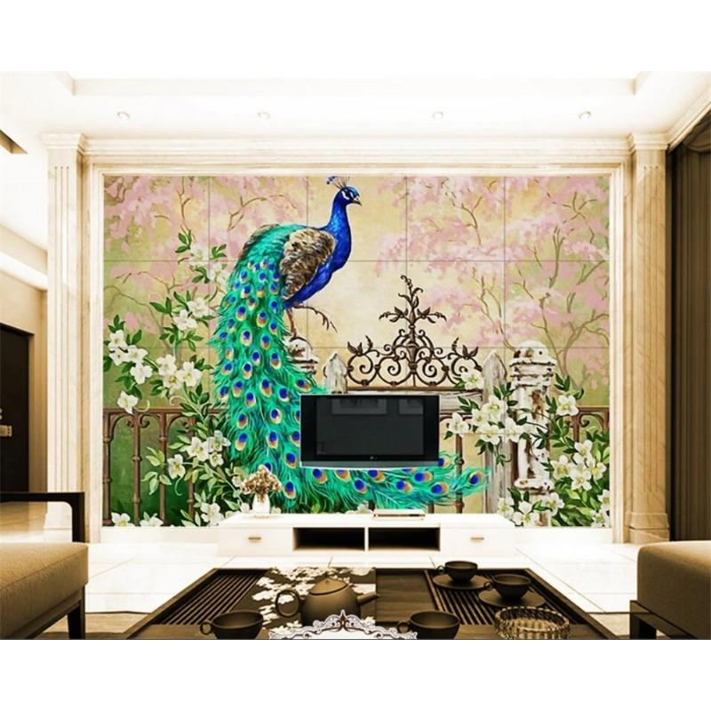 Large Wallpaper Peacock European Oil Painting Modern Home Decor Wallpaper For Walls 3d