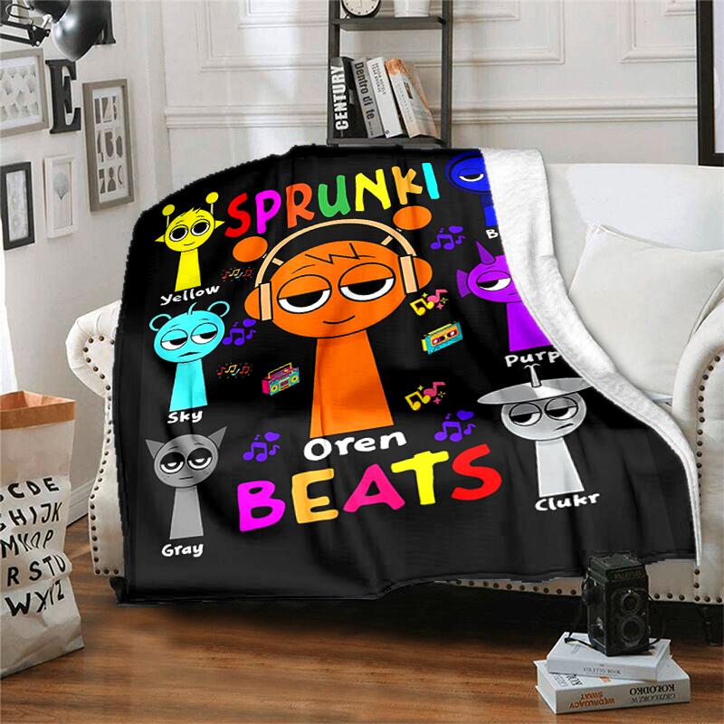 1pc Blanket Sprunki7 Print Design, Lightweight Blanket for Sofa, Bed- Soft &Warm, Gift for All Seasons like Christmas, Halloween