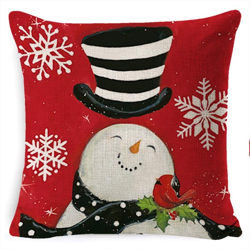 Pillow Cushion Cover Linen Santa Claus Pillow Cover Linen Material
