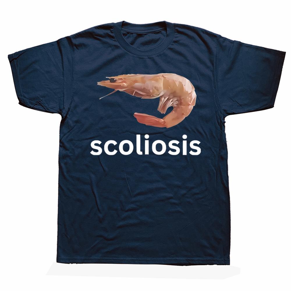 2025 Scoliosis Funny Shrimp Meme Graphic T-shirts Men Women's Fashion Casual Tshirt 100% Cotton Loose Oversized T Shirt
