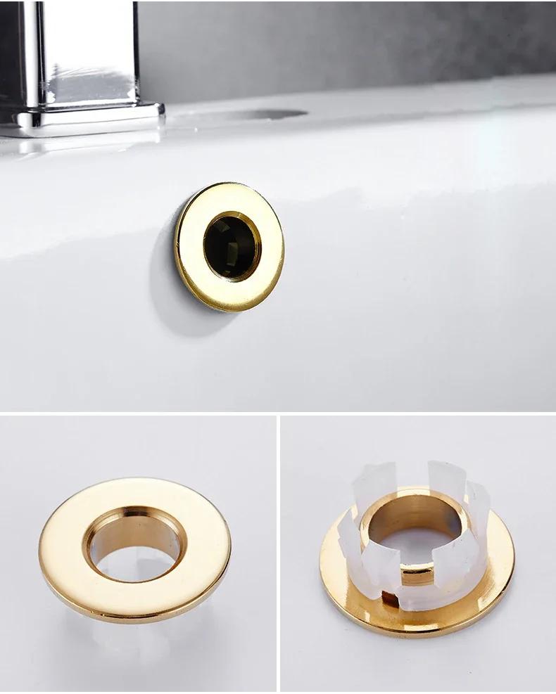 Tappo di troppopieno Nero Argento Oro Bronzo Vintage Ottone Lavabo da Bagno Rubinetto Lavandino Con Anello a Sei Piedi Inserto Sostituzione