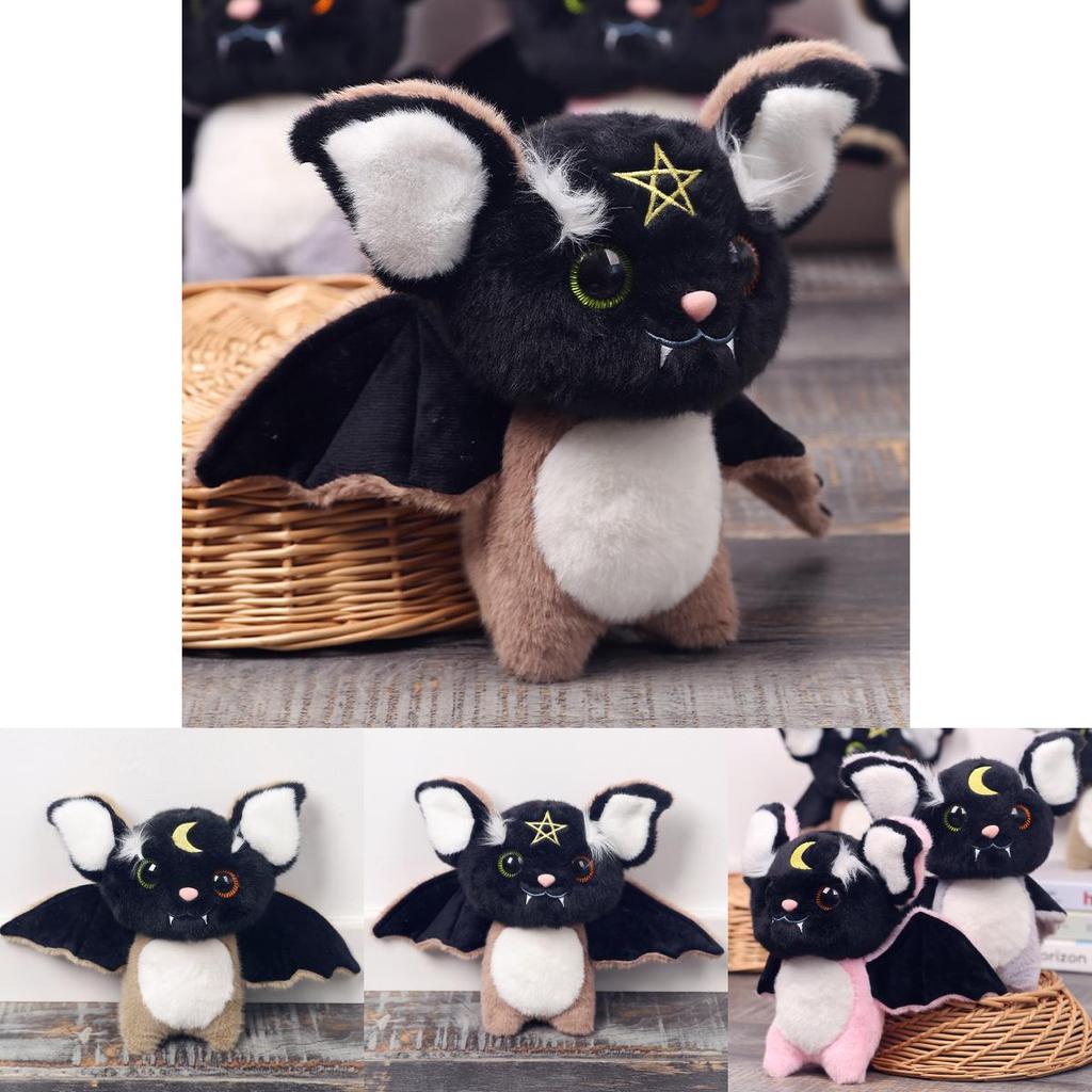 Soft Bat Stuffed Animal With Moon And Star Embroidery Design For Girls And Children