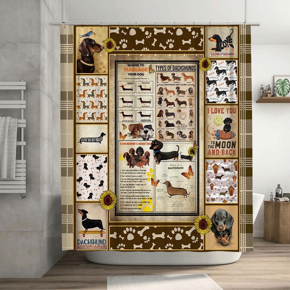 Decorative Dachshund Shower Curtain Adorable Dog Theme Perfect for Pet Lovers