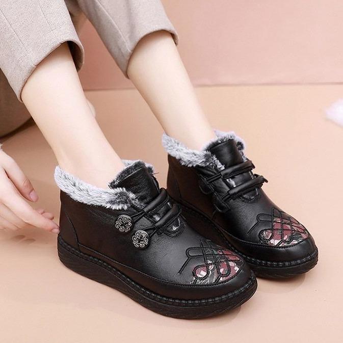 Old Beijing winter cotton shoes soft soles thickened warm elderly snow boots
