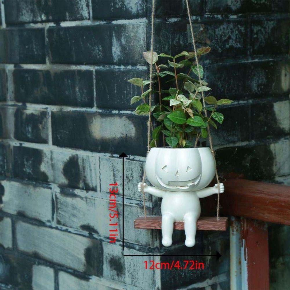 Succulents Halloween Flower Pot Plastic Swing Pumpkin Plant Basket  Home Balcony