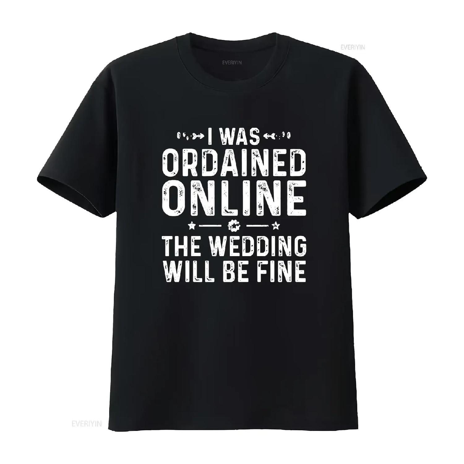 Ordained Online Wedding OfficianT T Shirt Minister Marriage  vintage Washed Casual Soft Stretched Top For Everyday Wear S чёрный