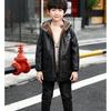 Lässige Jungen-Lederjacke mit Fleecefutter für Herbst/Winter – Mittellange, verdickte Kinderjacke