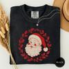 Winking Retro Santa Face Tee, Cheeky Holiday Santa Shirt, Two Color Santa Graphic, Jolly Santa Medallion, Christmas Gift Idea