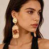 Vintage Maillard Bead Earrings Bohemian Imitation Wood Hand-wound Earrings