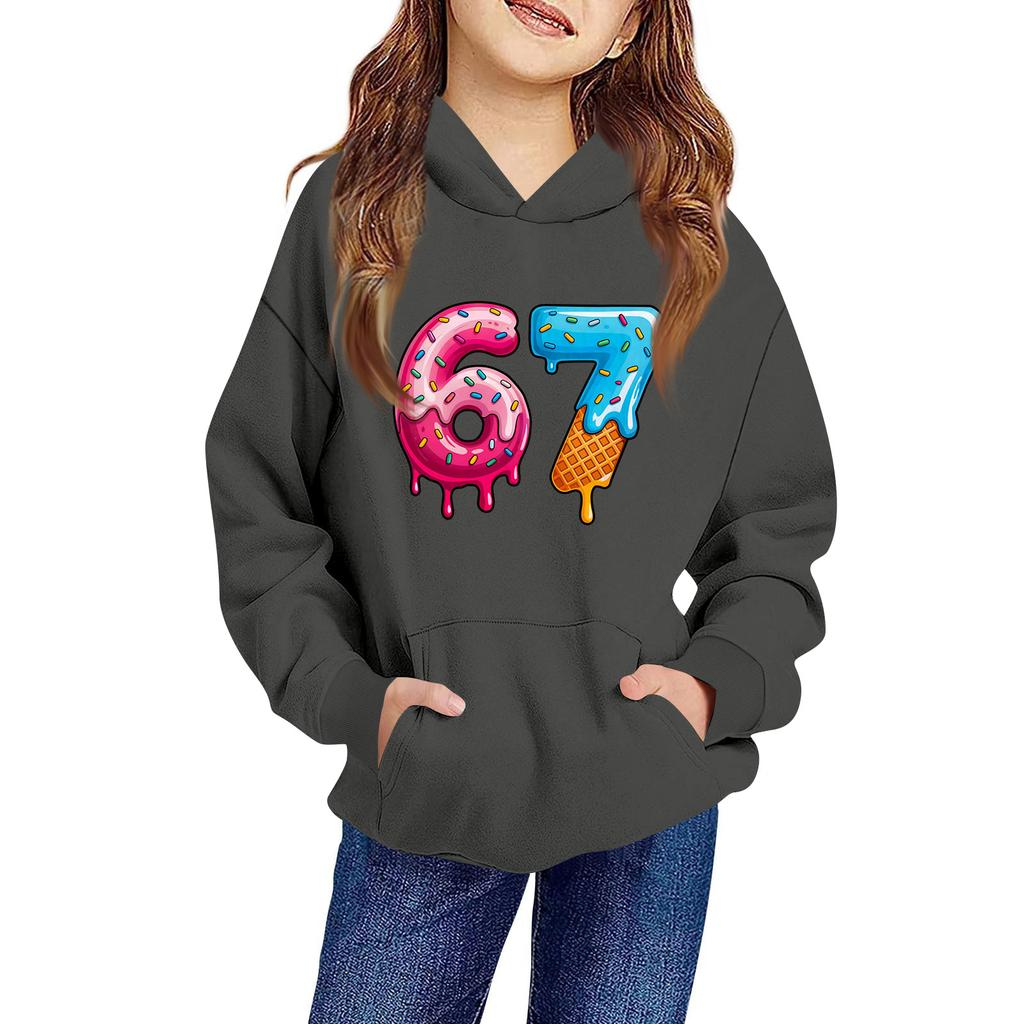 Kinder Langarm Lockerer Pullover Buchstabenaufdruck Kordelzug Kapuzen-Sweatshirt