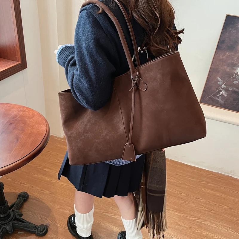 Faux Suede Solid Color High Quality Fashiable Versatile Handbag 2026 Women's Product Hot Selling Large Capacity Shoulder Bag
