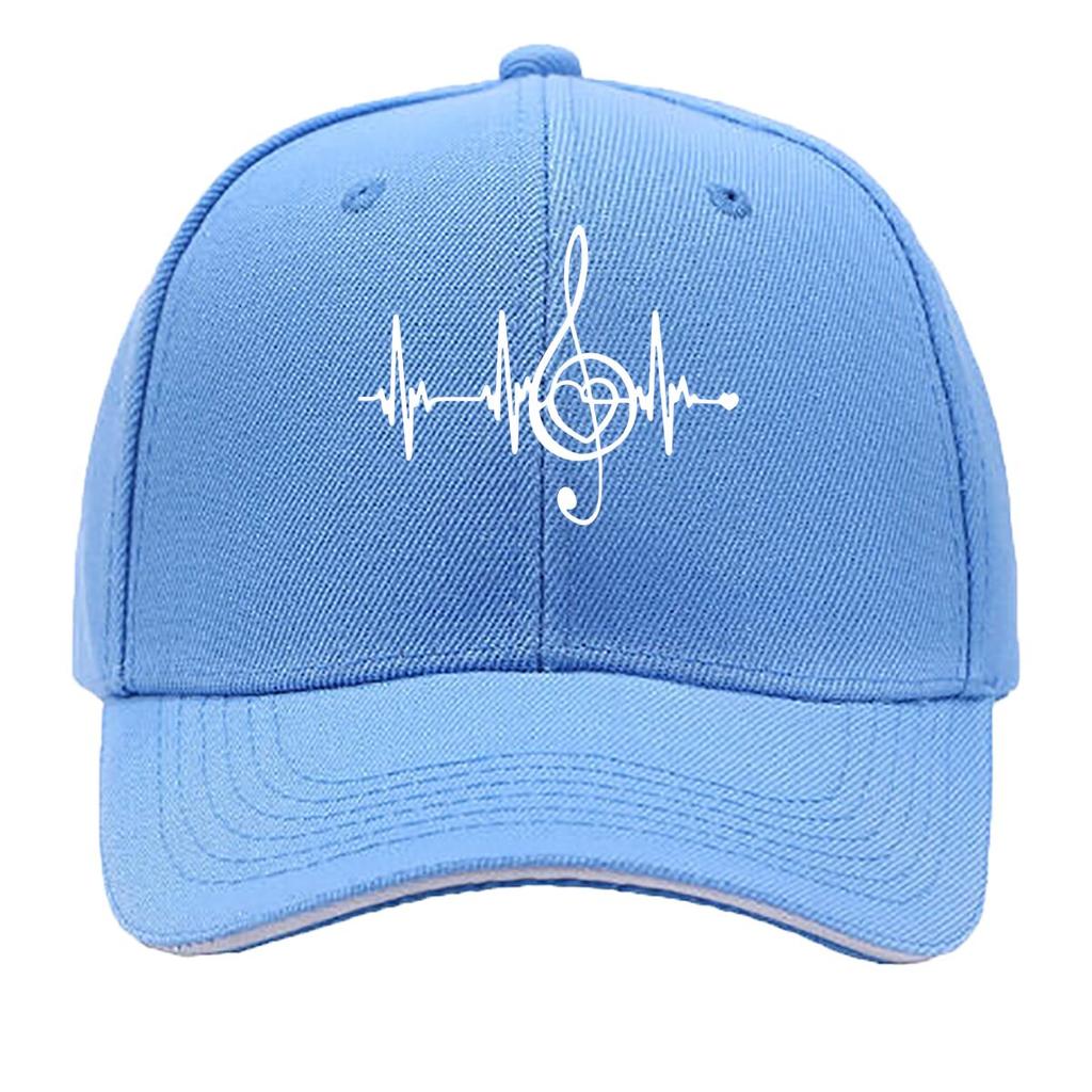 Heartbeat Note Print Baseball Cap Black Casual Outdoor Fishing Travel Hat with Machine Washabl Sandwich Baseball Cap