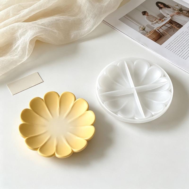Flower Storage Tray Silicone Mold, Non-Stick Resin Gypsum Casting Mold To Make Jewelry Organizers, Plaster Desktop Decors Plate DIY Craft Mold