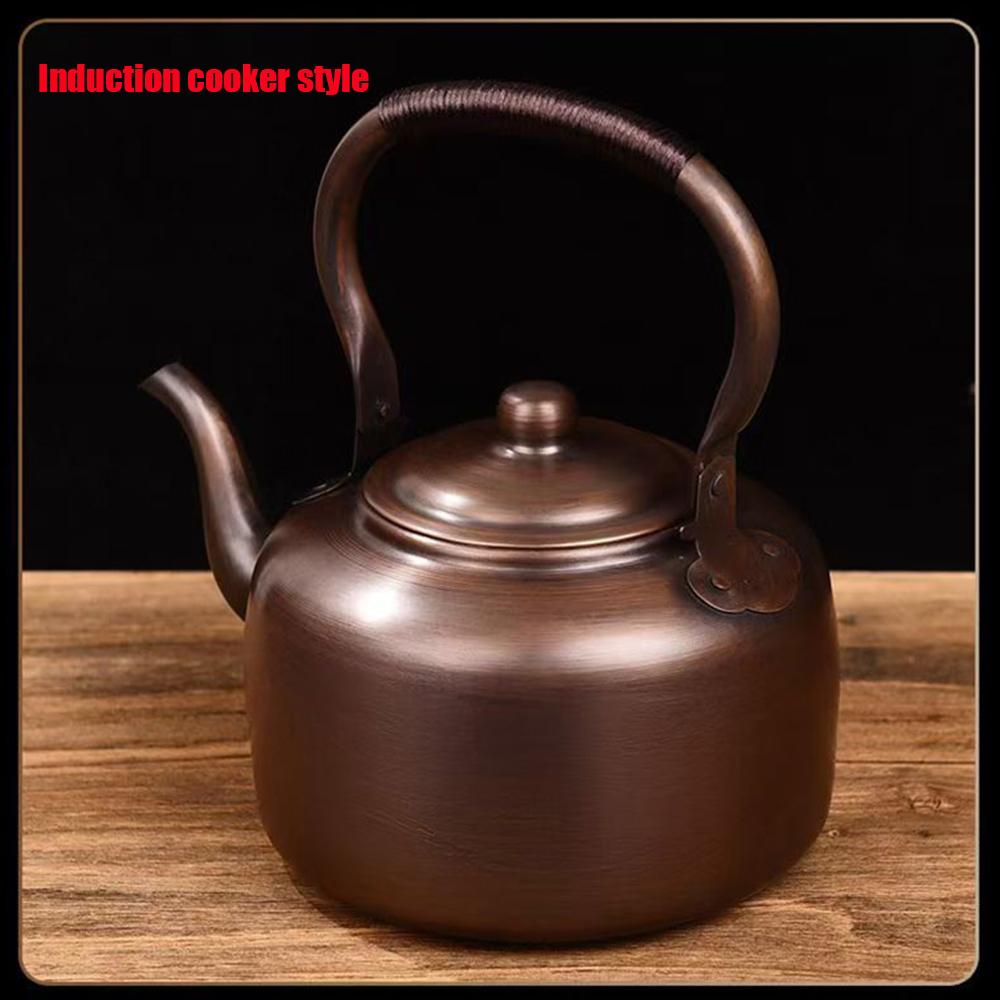 Bollitore in Rame Retrò, Pentola per Bollire l'Acqua in Rame Rosso, Bollitore da Cucina per Bollire il Tè, Aggiungere Pentola per Zuppa, Bollitore per Tè Salutare, 3L