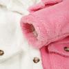 Teen/Kids Girls Color Spliced Plush Jacket With Pockets, Cute And Warm