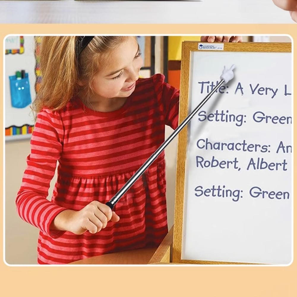 2Pcs Retractable Teacher Pointer for Classroom Kids Reading Extendable Finger Sticks Mini Hand Pointing Stick School Supplies