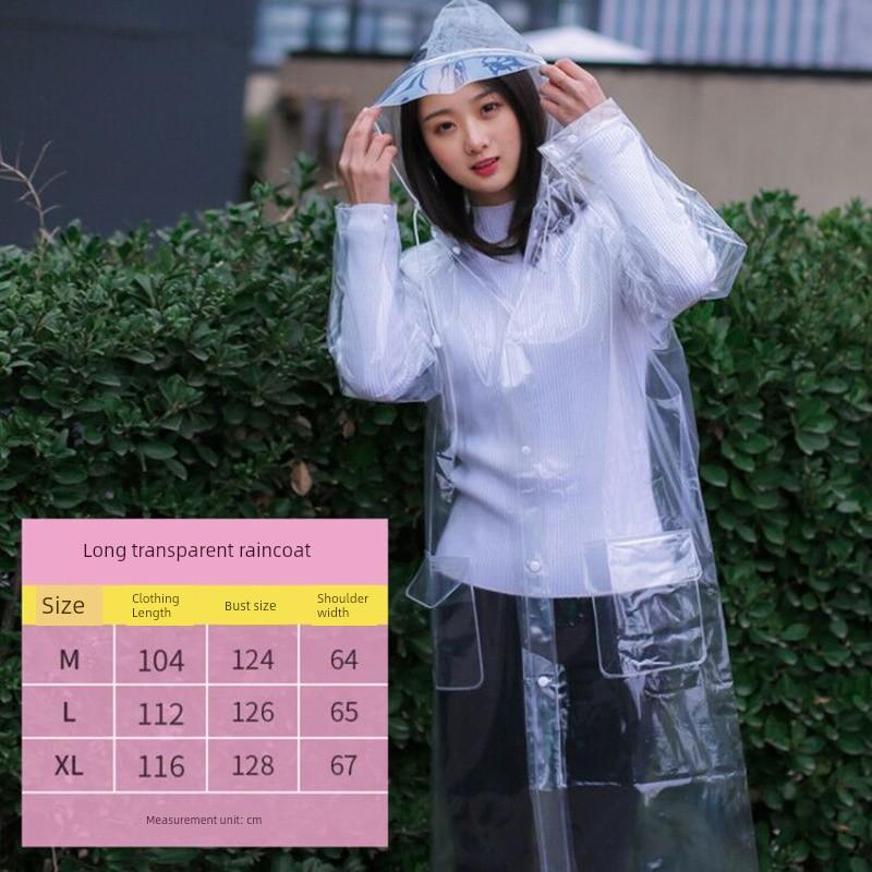 Regenmantel für Damen, Kurzer Stil, Transparent, Sturmsicher, Outdoor, Männliches Model, Laufstegfotografie, Trendiger Regenponcho, Nicht Einweg-Eva