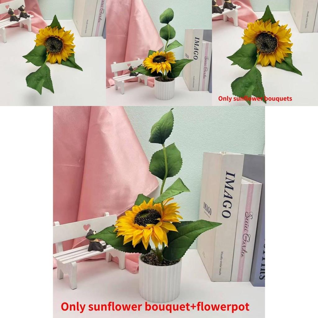 Sunflower Faux Plant For Tabletop And Bedroom Decor With Rain Flower Stone Accents