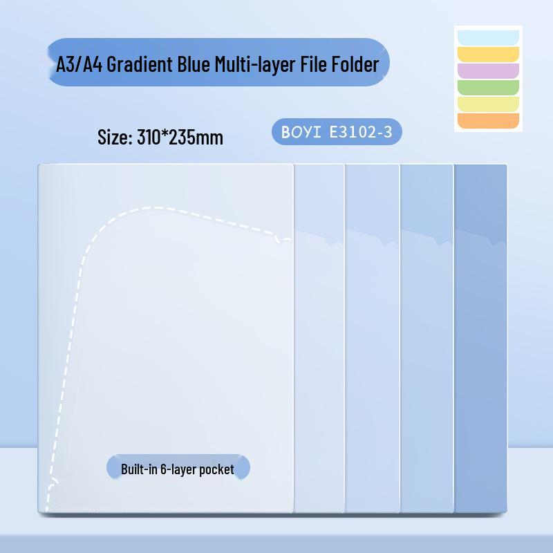 E3102 A3 Multi-layer Test Paper Organizer - Student Storage Bag with A4 Clip