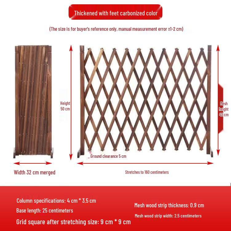 Retractable Outdoor Garden Fence: Anti-Corrosion Wood Railing & Trellis for Courtyards and Balconies