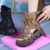 Fashion Hole Shoes Muffin and Fish Mouth Cool Boots Summer New Women's Straps British Style High-top Thick-soled Roman Sandals