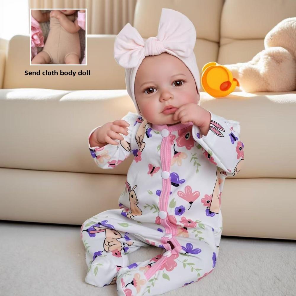 18 Inch Lifelike Reborn Baby Dolls LouLou Awake Hand Painted Hair Newborn Dolls for Boy Girl Real Looking Full Vinyl Cloth Body Optional Rebirth Dolls