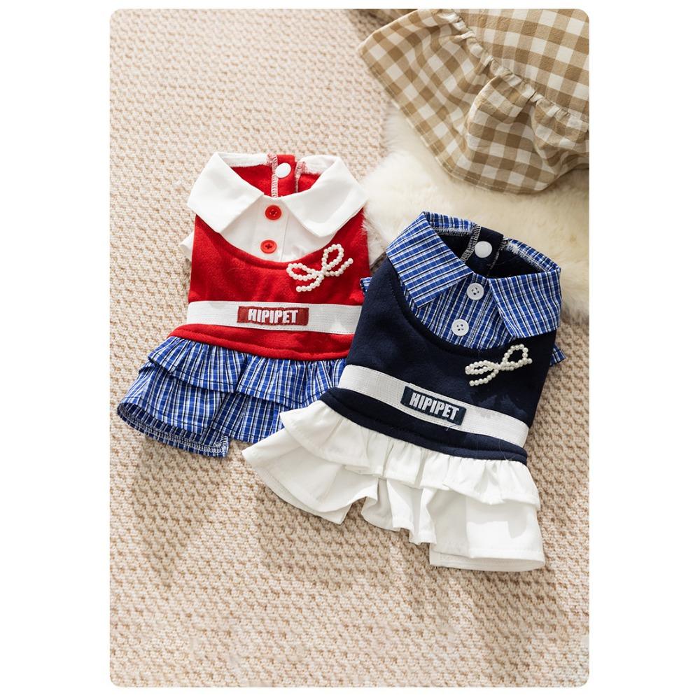 Pet Clothes College Style Plaid Shirt Skirt Couple Clothes Versatile German Hairless Cat Autumn and Winter Cat Clothes